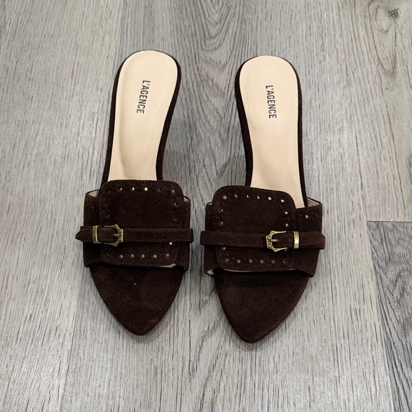 L'AGENCE Shoes - L'AGENCE Dark Brown Suede heels
